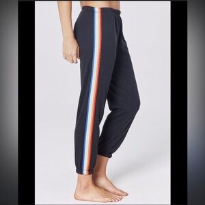 Spiritual Gangster Black and Red Joggers with Retro Stripes